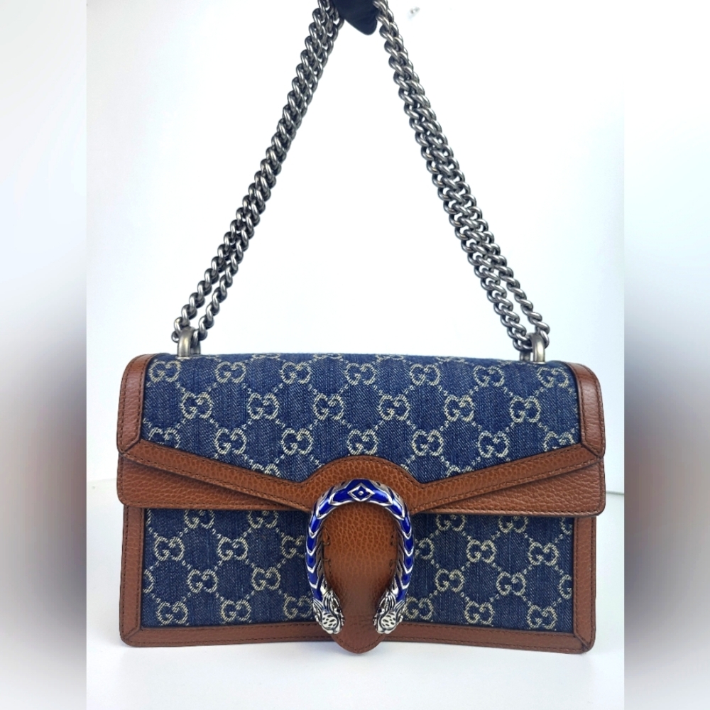 Gucci Blue and Brown Dionysis Shoulder Bag